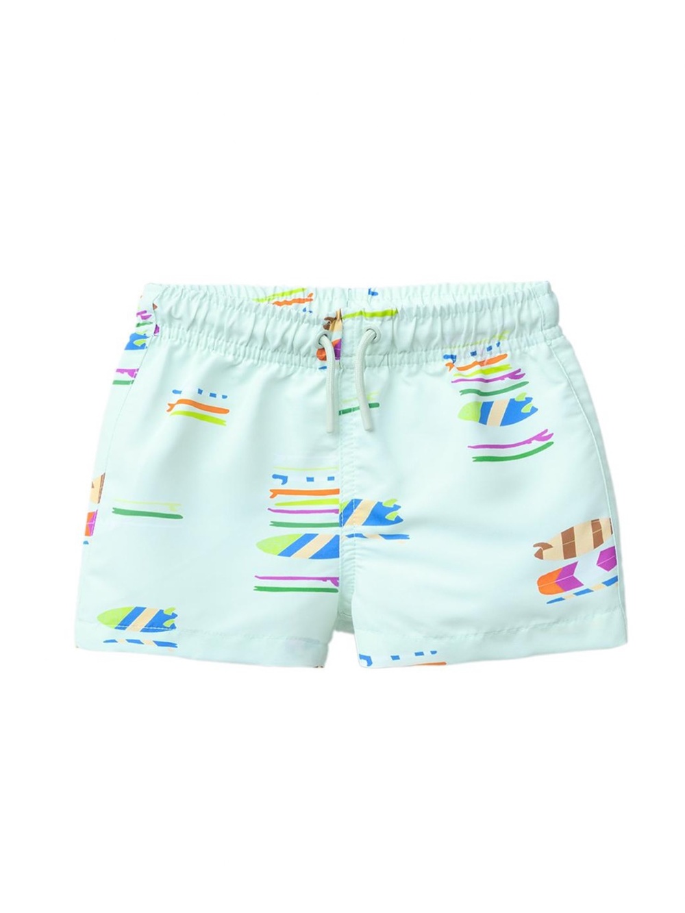 Zara Mint Green Kids Swim Trunks with Multicolor Surf Print